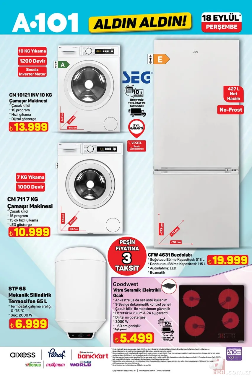 18 Eylül A101 Aldın Aldın kataloğu satışta! Bu hafta A101 indirimlerinde neler var? TV, bisiklet, yağ, tavuk, pirinç 7