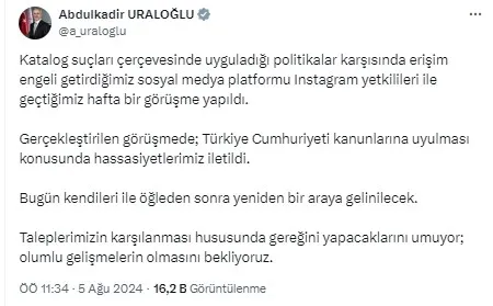 instagram-ne-zaman-acilacak-ulastirma-bakanligi-ile-kritik-toplanti-gozler-o-saatte-1722847652039.jpg Ulaştırma ve Altyapı Bakanı Abdulkadir Uraloğlu, Instagram'ın kapatılması ile ilgili açıklama yaptı