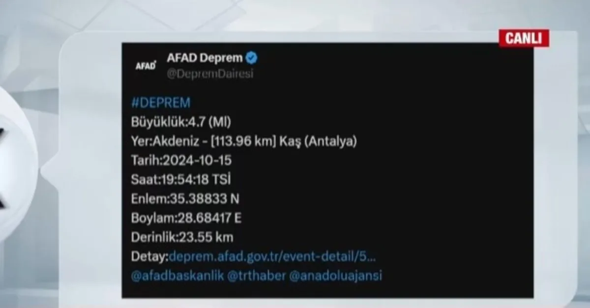 AFAD duyurdu! Antalya'da deprem