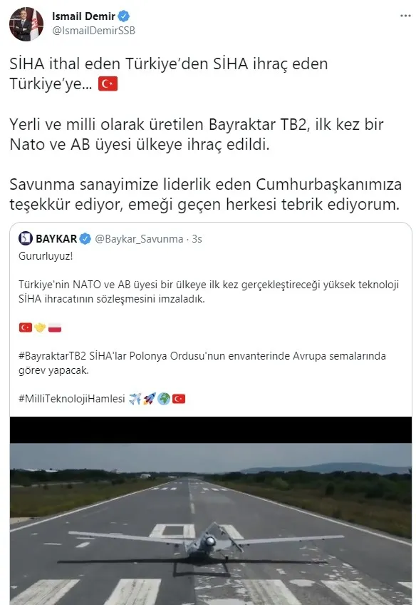 Savunma Sanayii Başkanı İsmail Demir'den flaş SİHA paylaşımı - 1