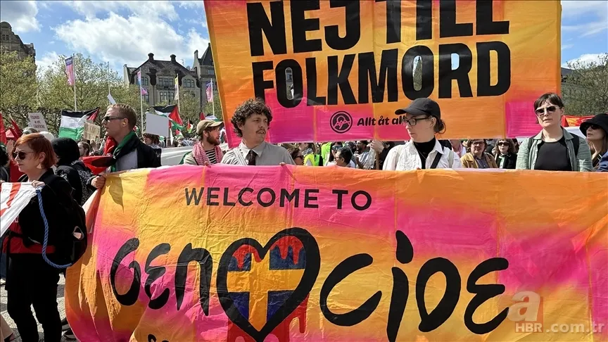 İsveç'te binlerce kişi sokaklara döküldü! Katil İsrail'in Eurovision Şarkı Yarışması'na katılımını protesto etti 3