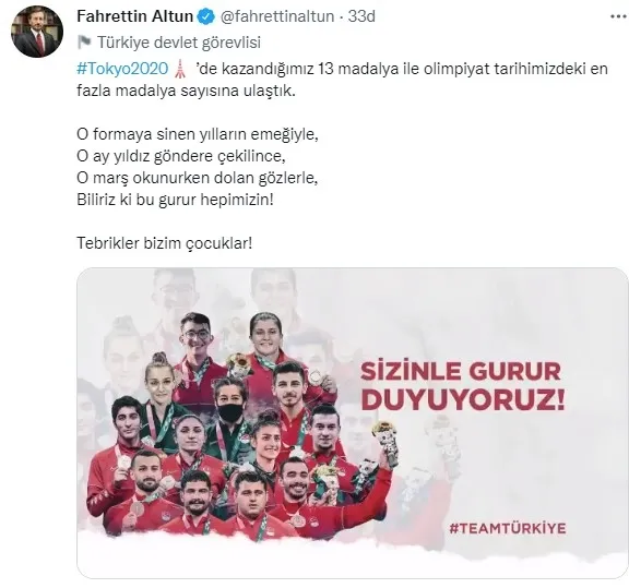 Cumhurbaşkanlığı İletişim Başkanı Altun’dan video paylaşımı: Tebrikler bizim çocuklar