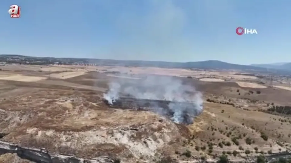 Ot yangınında 3 dönümlük alan zarar gördü