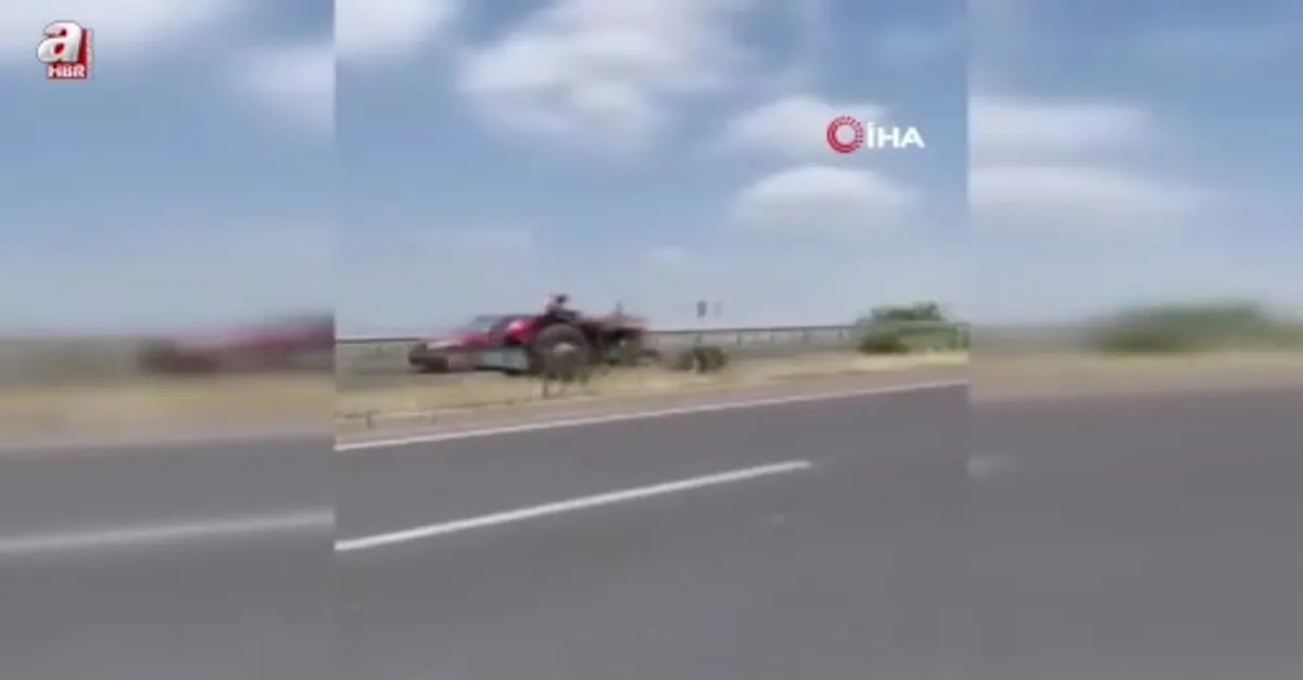 Ters yöne giren traktör sürücüsü kamerada