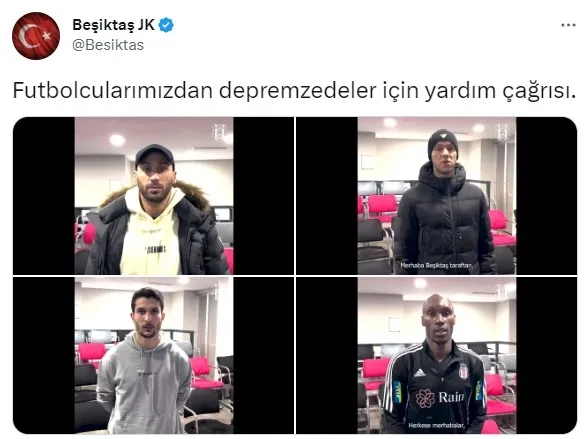 Beşiktaşlı futbolculardan depremzedeler için yardım çağrısı