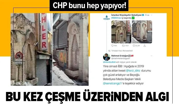 CHP'li İBB bunu hep yapıyor! Bu kez 'Laleli Çeşme'si üzerinden algı