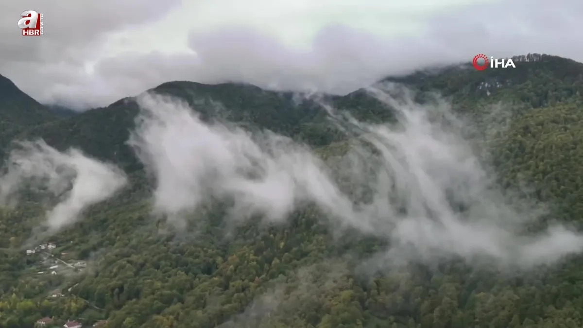 Sis bulutları ile kaplanan Çankırı’da mest eden görüntüler