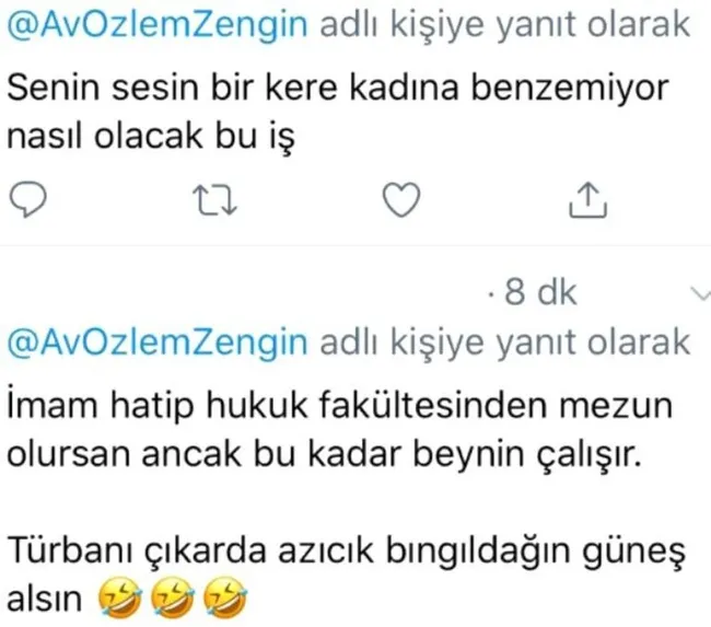 AK Partili Özlem Zengin kendisi hakkında atılan tweetleri paylaştı: Bu zihniyet hiç bitmeyecek