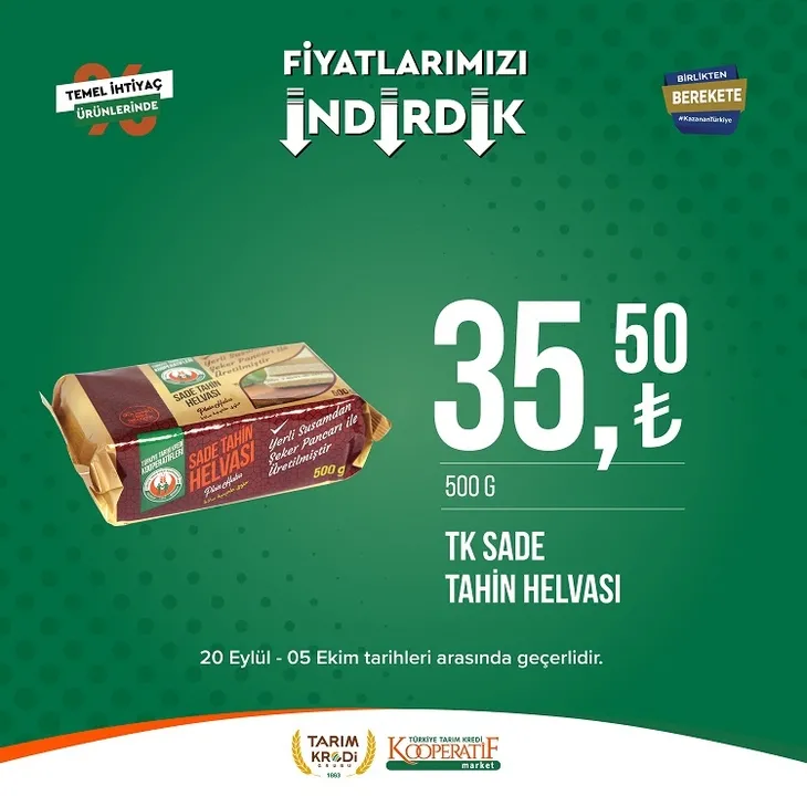Tarım kredi market yeni indirim listesi yayınladı! 117.90 TL’ye Sucuk, 104.90 TL’ye Beyaz Peynir, 35.75 TL’ye Pirinç, 23.90 TL’ye dev Kağıt Havlu yer alıyor
