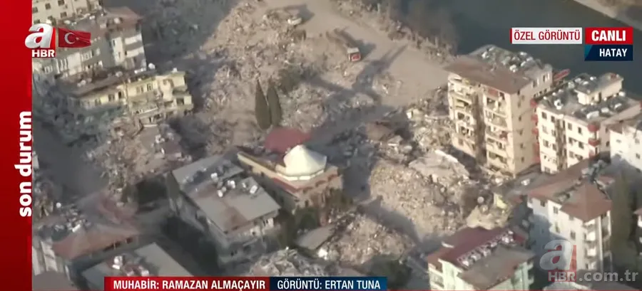 A Haber canlı yayında ekranlara taşıdı! İşte Hatay'daki büyük yıkımın havadan görüntüsü 9
