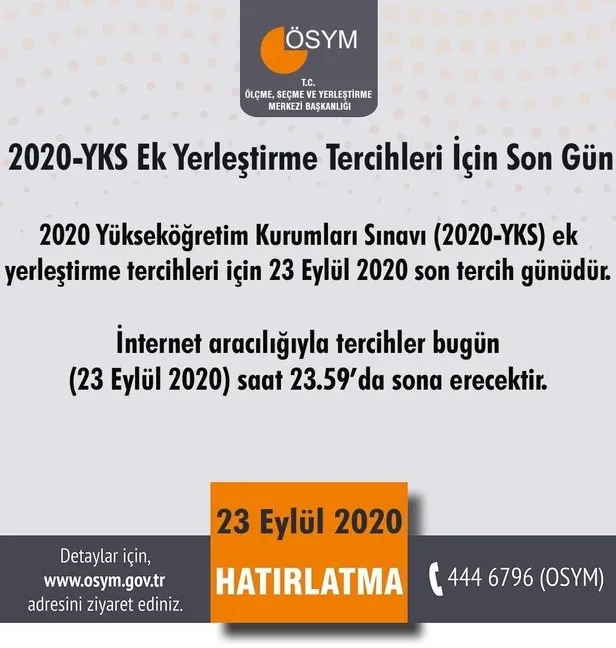 Son dakika: ÖSYM’den YKS ek yerleştirme tercihleri için son gün uyarısı