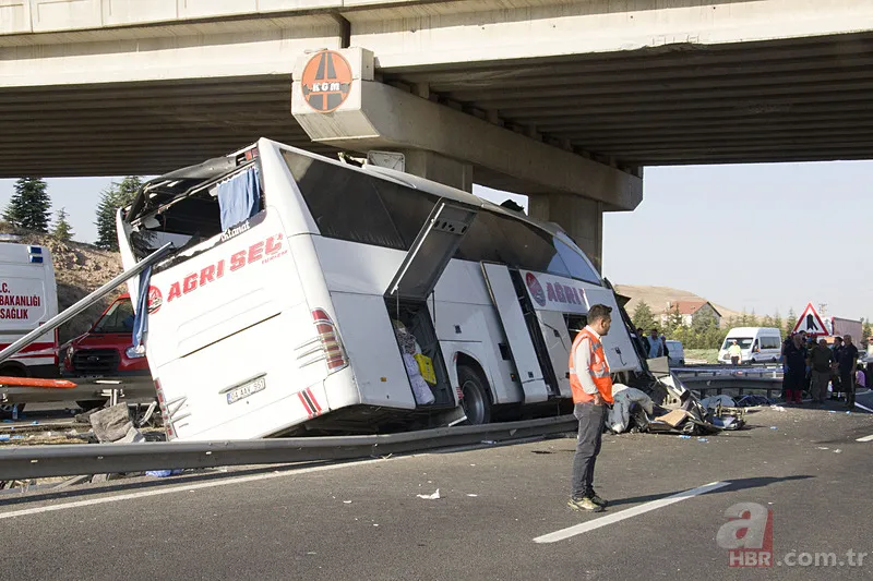 Ankara'da katliam gibi kaza! Yolcu otobüsü köprünün ayağına saplandı | Kahreden detay ortaya çıktı 15