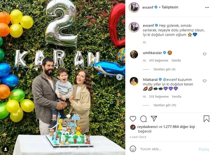 Kuruluş Osman’ın yıldızı Burak Özçivit ve Fahriye Evcen’in oğlu Karan 2 yaşına bastı! Kutlama paylaşımları olay oldu