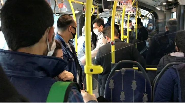 İstanbul’da minibüs ve otobüsler ayakta yolcu aldı! Sosyal mesafe yok sayıldı