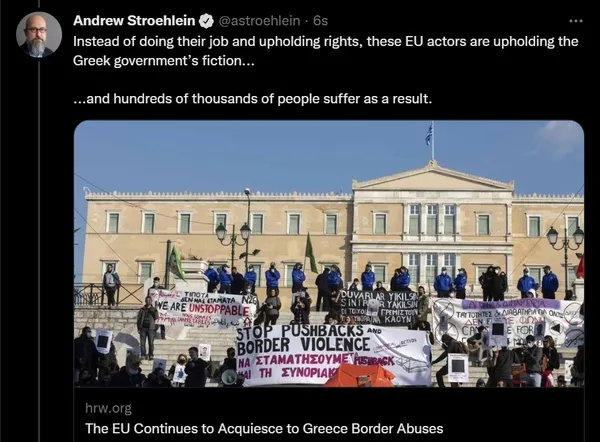 Andrew Stroehlein AB’nin göçmenlere zulmeden Yunanistan’ı nasıl kanunsuzca kolladığını anlattı