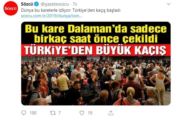 Mağdur olan İngiliz turistler ülkesine dönerken Sözcü yine bir skandala imza attı