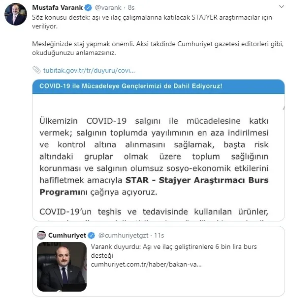 Sanayi ve Teknoloji Bakanı Mustafa Varank'tan Cumhuriyet'in çarpıtma haberine cevap - 2