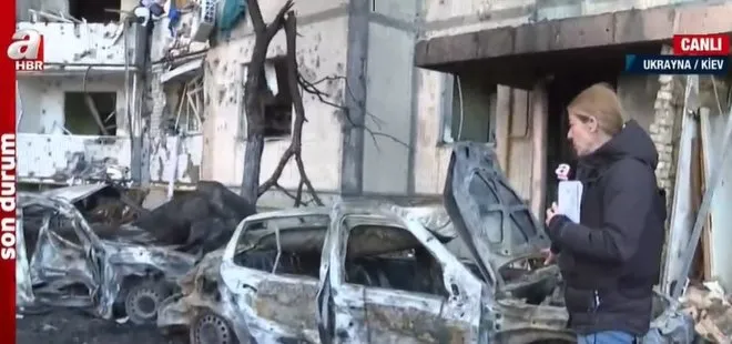 A Haber Rusya’nın vurduğu Kiev’de sivillerin bölgesinde! Araçlar metal yığınına döndü! Emine Kavasoğlu bölgedeki son durumu paylaştı