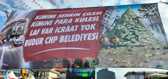 CHP’deki para kulesi skandalına pankartlı gönderme: Kimine şehrin çilesi, kimine para kulesi! Laf var icraat yok, budur CHP belediyesi