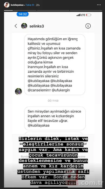Kubilay Aka Miray Daner aşkına iğrenç mesaj 2