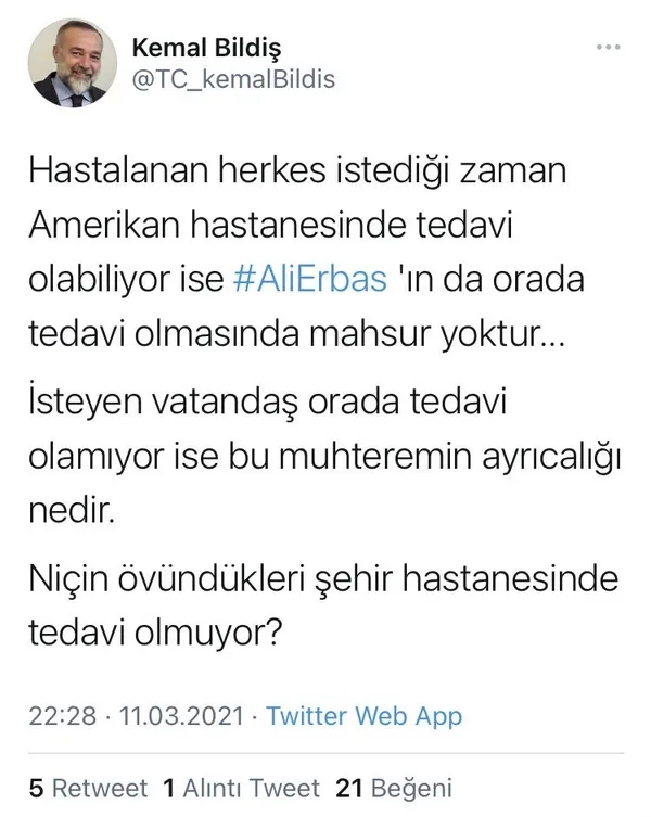 Diyanet İşleri Başkanı Ali Erbaş üzerinden algı operasyonu! İşte Kovid-19 tedavisi sürerken yalan paylaşımda bulunan ekip