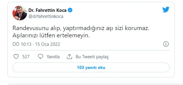 Son dakika: Sağlık Bakanı Fahrettin Koca'dan önemli aşı çağrısı! - 1