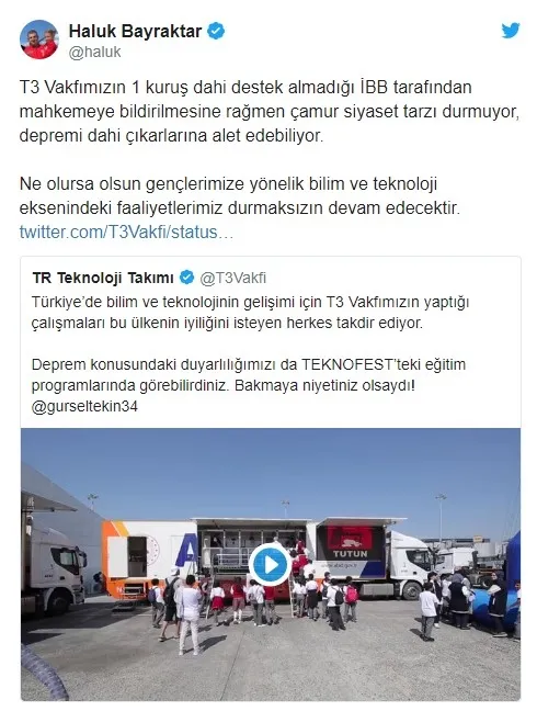 T3 Vakfı'nı hedef alan CHP’li Gürsel Tekin’e Haluk Bayraktar'dan sert tepki - 2