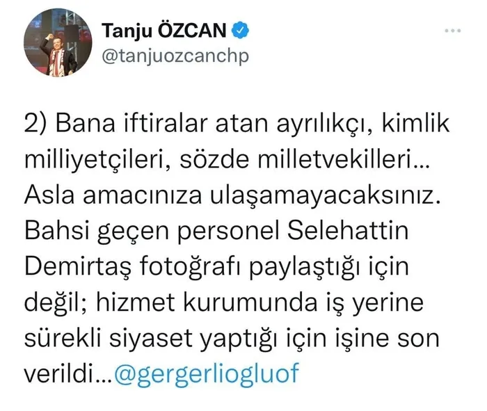 Bolu Belediyesi'nde Demirtaş fotoğrafı paylaşan işçi kovuldu! HDP'li Ömer Faruk Gergerlioğlu ile CHP'li Tanju Özcan birbirine girdi - 5