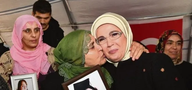Emine Erdoğan’dan evlat nöbetindeki ailelere destek! Annelerin eylemi terörün kalbine ok gibi saplandı