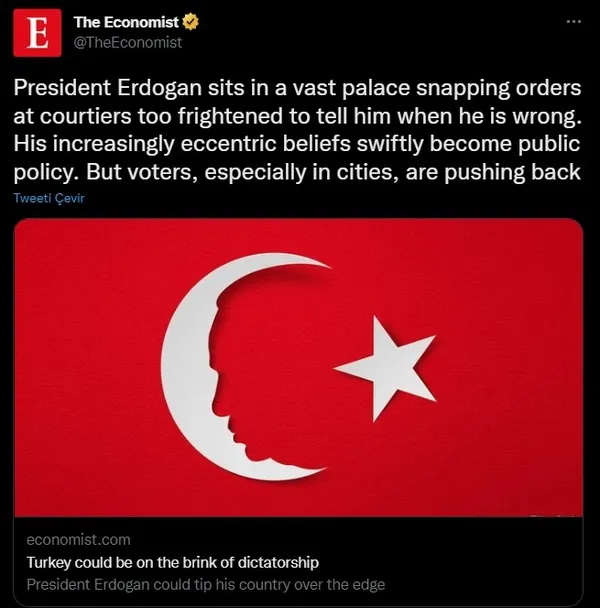 Batı’nın tetikçileri devrede! The Economist’in Başkan Erdoğan’ı hedef alan skandal manşetine tepkiler çığ gibi! Türkiye’den yanıt gecikmedi: Cehalet dolu sahte gazetecilik