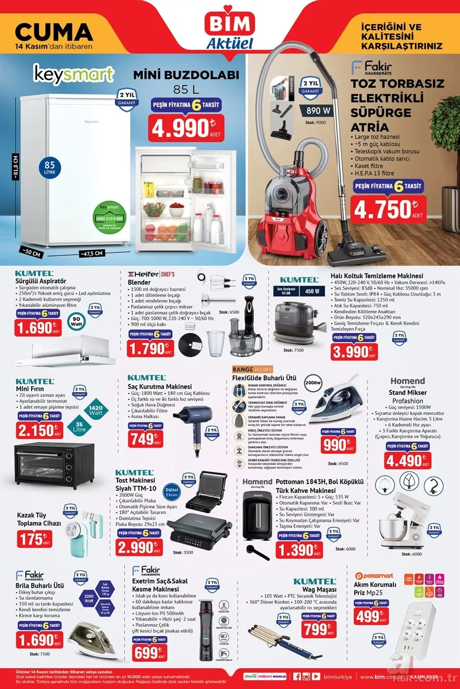 14 Kasım BİM aktüel kataloğu satışta! BİM’de indirim yağmuru başladı: Çelik tencere 449 TL, ütü 990 TL, TV 9.450 TL 2