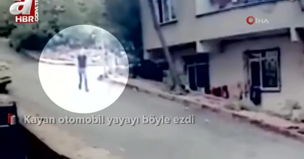 Kayan otomobil yayayı böyle ezdi