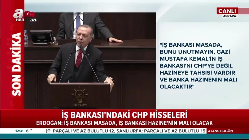 Erdoğan: İş Bankası Hazine’nin olacak