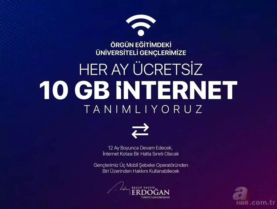 Başkan Erdoğan müjdeyi duyurdu! Öğrencilere 10 GB ücretsiz internet ne zaman verilecek 2023? Hediye 10 GB ne zaman kullanılacak? 2
