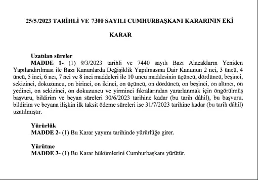 Devlete olan borçların yapılandırılması için başvuru süresi uzatıldı!