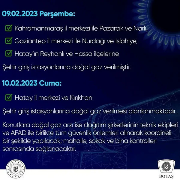 BOTAŞ’tan Hatay için doğal gaz açıklaması