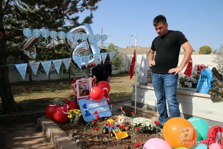 Şehit bebeğin ilk doğum günü mezarında kutlandı