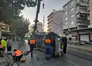 Ekipleri alarma geçiren kaza! Tramvay yoluna devrildi