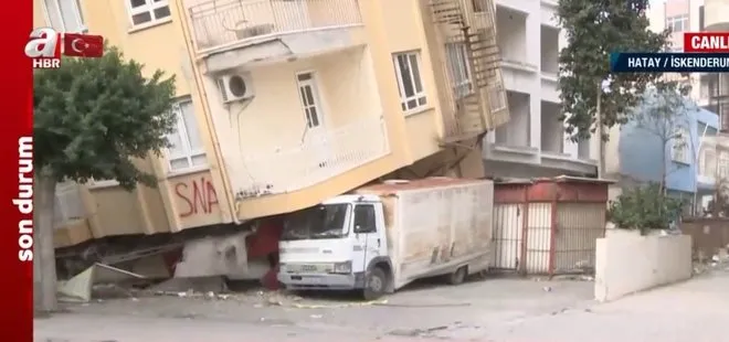 AFAD’dan çarpıcı deprem raporu! Depremde hasar gören bina kamyonun üzerine bindi