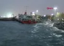 Lodos sebebiyle gemi kıyıya oturdu