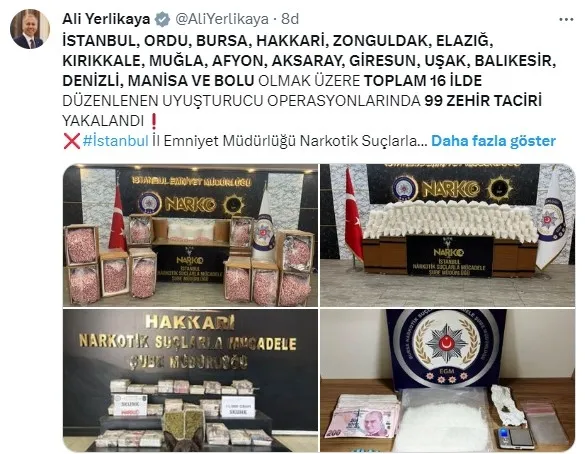 Son dakika: İçişleri Bakanı Ali Yerlikaya duyurdu! 16 ilde uyuşturucu operasyonu: 99 kişi yakalandı - 1