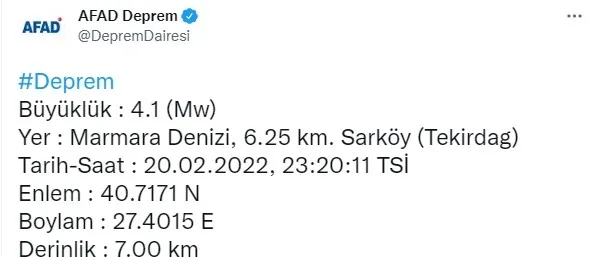 Son dakika: Tekirdağ'da korkutan deprem! Marmara Denizi’nde meydana geldi - 1