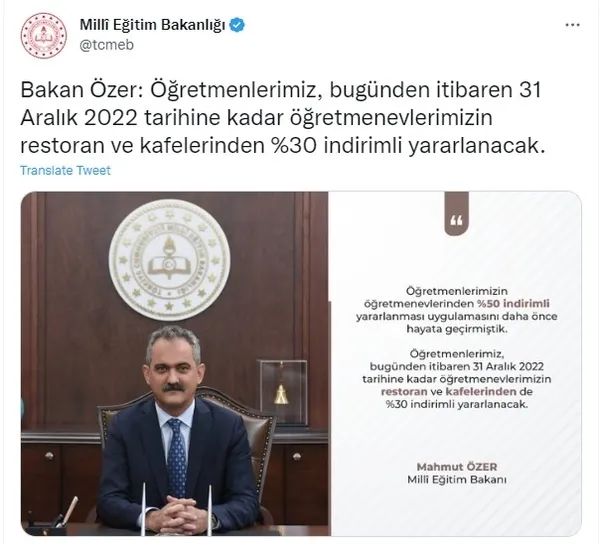 ogretmenler-31-aralik-2022ye-kadar-ogretmenevi-restoranlarindan-yuzde-30-indirimli-faydalanacak-1669025620986.jpg Öğretmenler, 31 Aralık 2022’ye kadar öğretmenevi restoranlarından yüzde 30 indirimli faydalanacak - 1