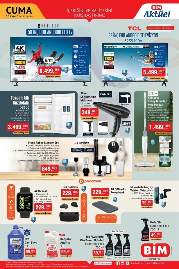 14 Kasım BİM aktüel ürünler kataloğu: BİM’e 349 TL’ye fön makinesi, 229 TL’ye power bank, 229 TL’ye akıllı saat, 17 TL’ye saklama kabı geliyor