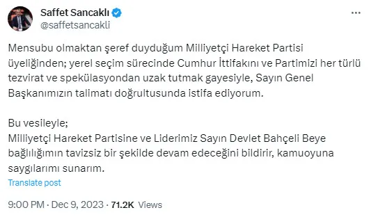 İstifası istenmişti! MHP Kocaeli Milletvekili Saffet Sancaklı partisinden istifa ettiğini duyurdu - 3