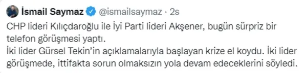 chp-yandasi-gazeteci-ittifak-devam-edecek-haberini-apar-topar-kaldirdi-yalanlandi-geri-cekiyorum-1662760739953.jpg CHP yandaşı gazeteci 'ittifak devam edecek' haberini apar topar kaldırdı: Yalanlandı geri çekiyorum - 2