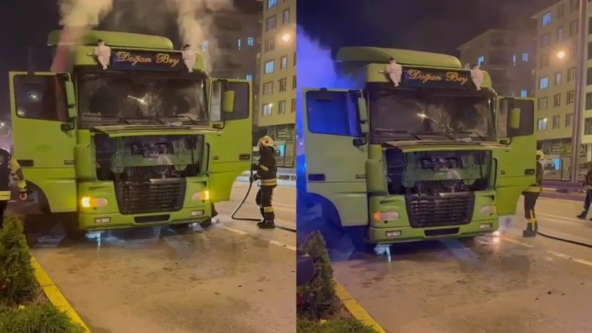 Kocaeli'de seyir halindeki TIR'da yangın! Araç maddi hasar aldı