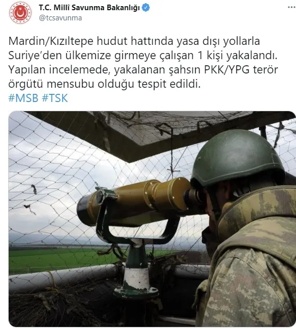 Suriye'den Türkiye'ye girmeye çalışan PKK'lı Mardin'de yakalandı - 1
