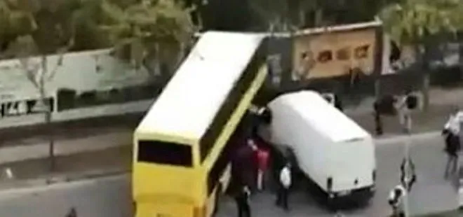 Başakşehir’de kaza yapan İETT otobüsünün sürücüsü yaralandı