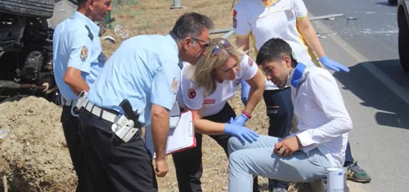 Otomobil takla attı sinir krizi geçirdi